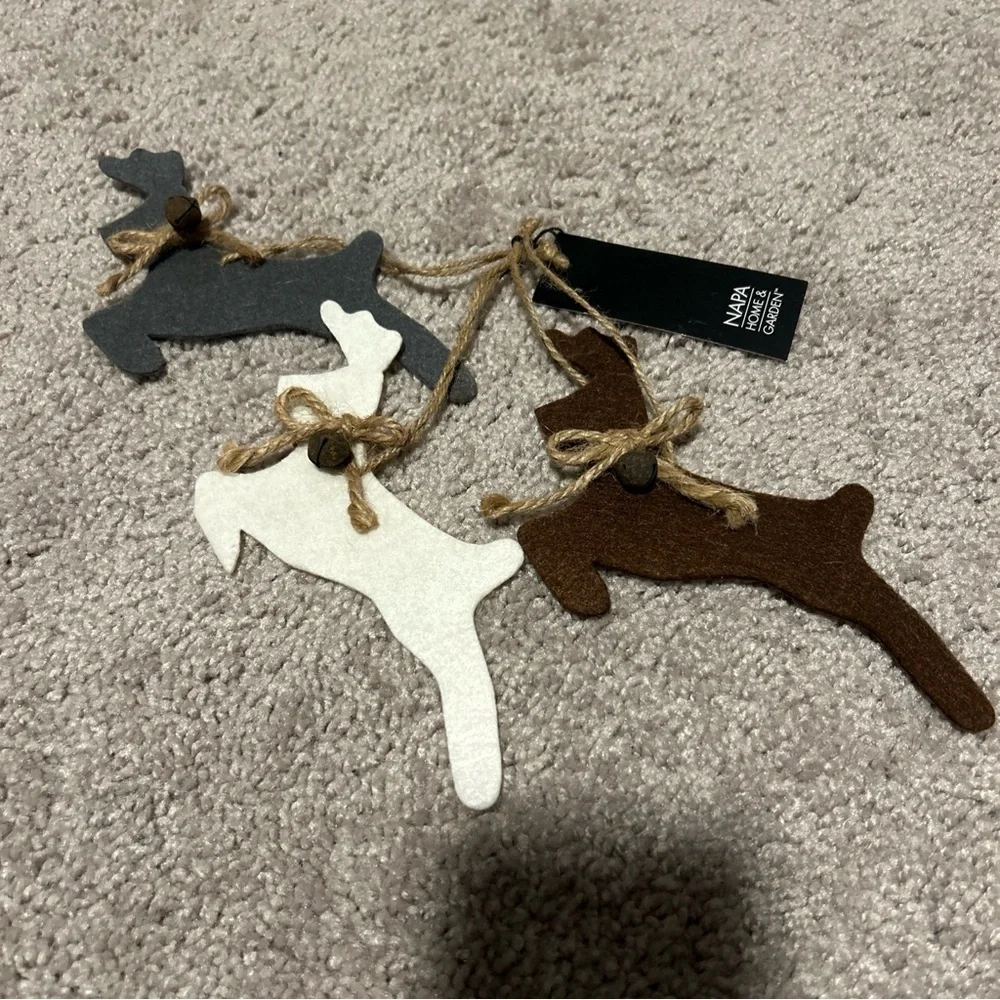 Napa Home & Garden Felt Leaping Stag Silhouette Christmas Ornaments, Set Of 3